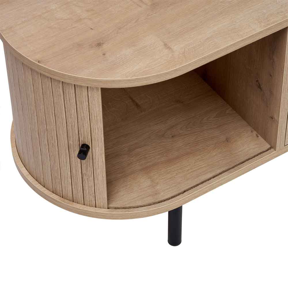 Gentle Wooden TV Stand with 4 Doors in Sapphire Oak