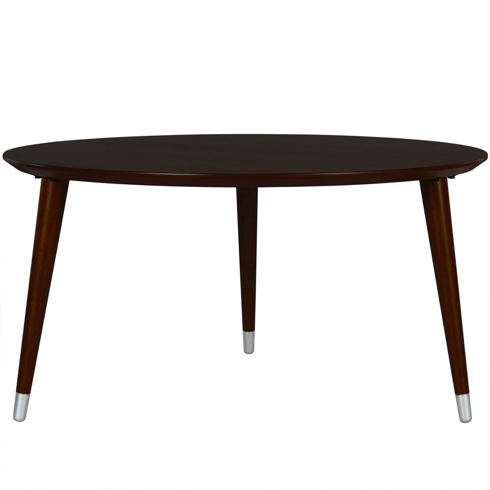 Genvio Round Wooden Coffee Table in Espresso Brown
