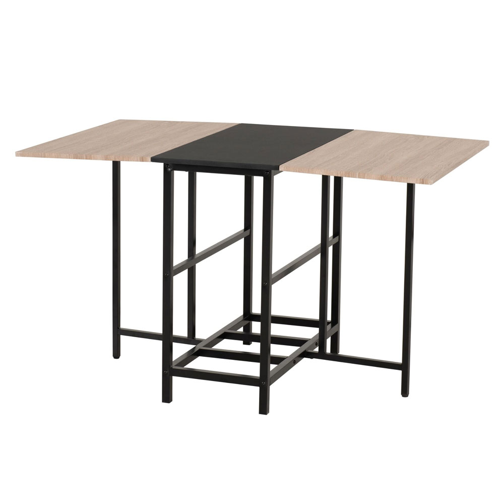 Genvira Wooden Butterfly Dining Table with 4 Chairs in Light Oak and Black
