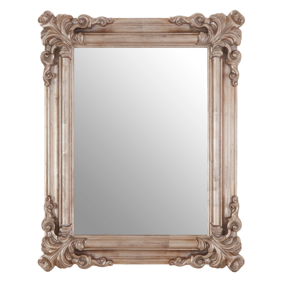 Georga Rectangular Wall Bedroom Mirror In Pale Silver Frame