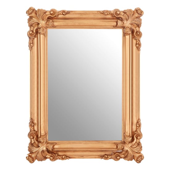 Georga Rectangular Wall Bedroom Mirror In Rich Gold Frame