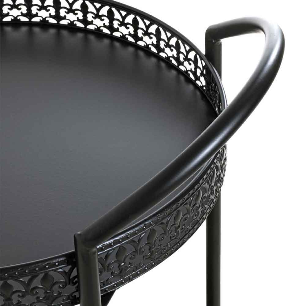 Georgetown Round Metal 2 Serving Bar Trolley In Black
