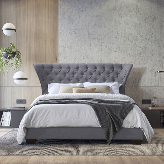 Georgia Fabric Double Bed In Grey