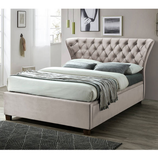 Fabric Double Bed In Grey FiF