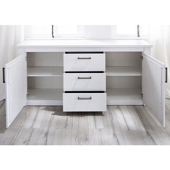 Gerald Wooden Sideboard In White Pine With 2 Doors_2
