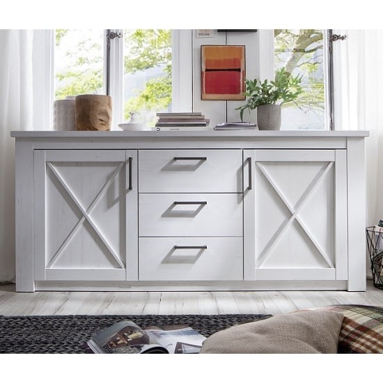 Gerald Wooden Sideboard In White Pine With 2 Doors_5