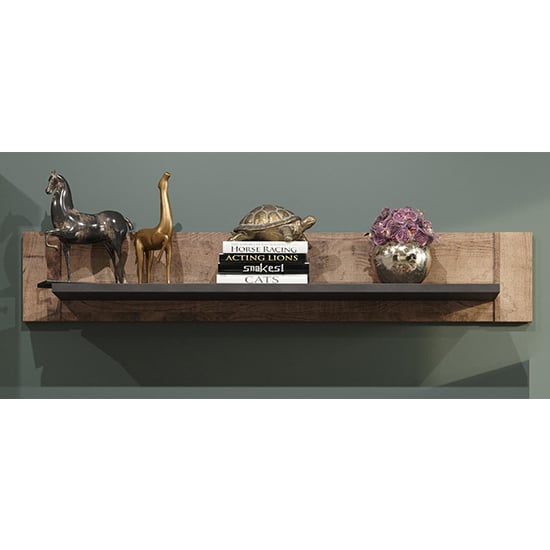 Photo of Gerald wooden wall shelf in matera and brown oak