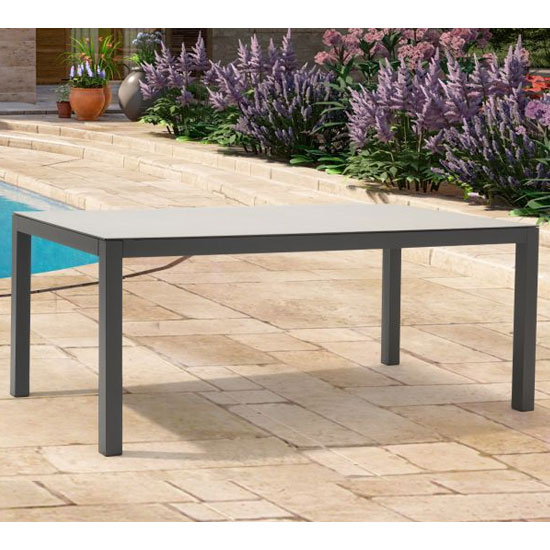 Gerbera 180cm Glass Top Garden Dining Table In Light Grey_2