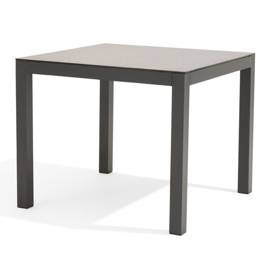 Gerbera 90cm Glass Top Garden Dining Table In Dark Grey FiF