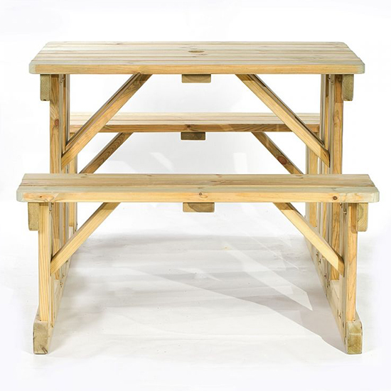 Gerik Wooden Small Seating Bench Set In Green Natural