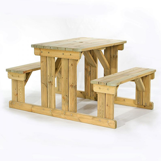Gerik Wooden Small Seating Bench Set In Green Natural