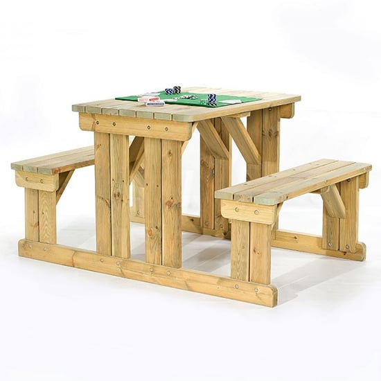 Read more about Gerik wooden small seating bench set in green natural