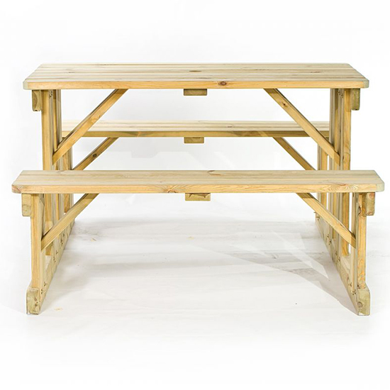 Gerik Wooden Medium Seating Bench Set In Green Natural