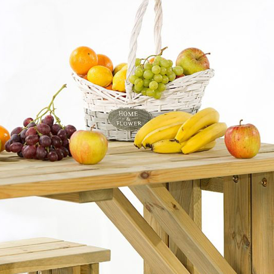 Gerik Wooden Medium Seating Bench Set In Green Natural