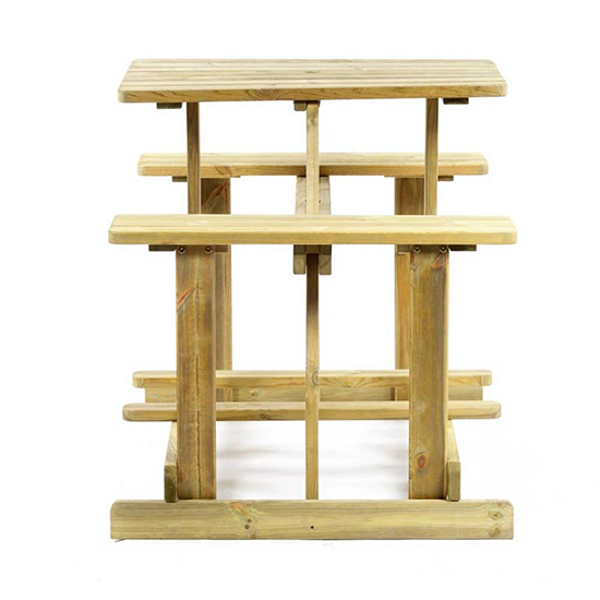 Gerik Wooden Seating Set In Green Natural