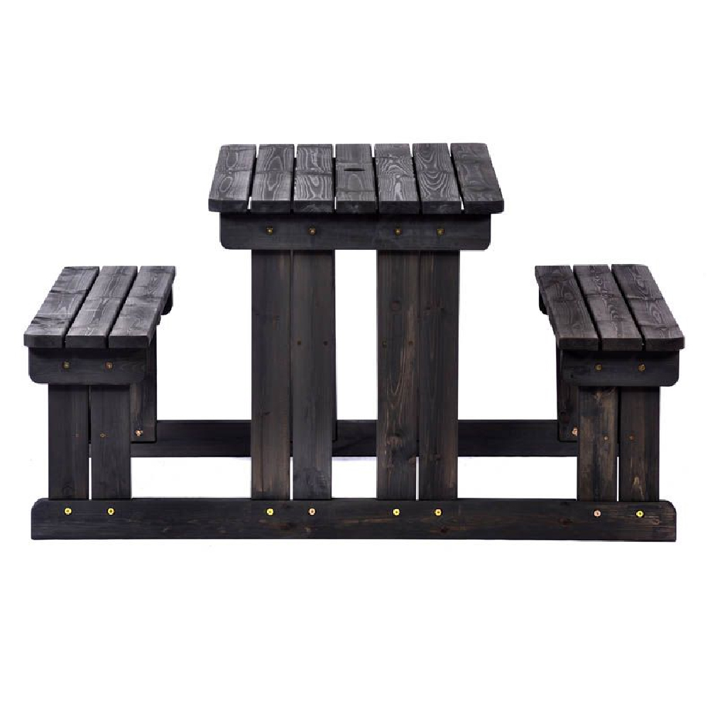 Gerik Wooden Garden Small Picnic Table In Dark Grey