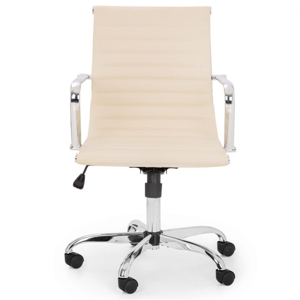 Gerry Faux Leather Home And Office Chair In Ivory