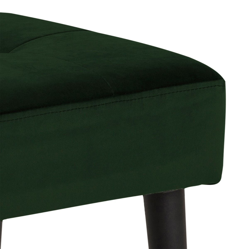 Gesira Fabric Dining Bench with Black Legs in Forest Green