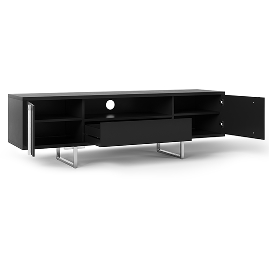 Getxo Wooden TV Stand With 2 Doors And 1 Drawer In Black