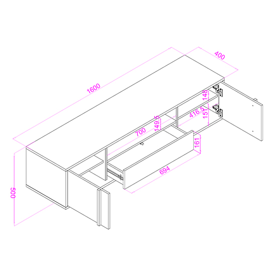 Getxo Wooden TV Stand With 2 Doors And 1 Drawer In Black
