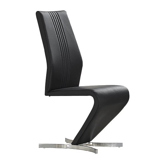 Photo of Gia faux leather dining chair in black with chrome base