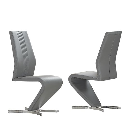 Product photograph of Gia Dining Chairs In Grey Faux Leather In A Pair from Furniture in Fashion