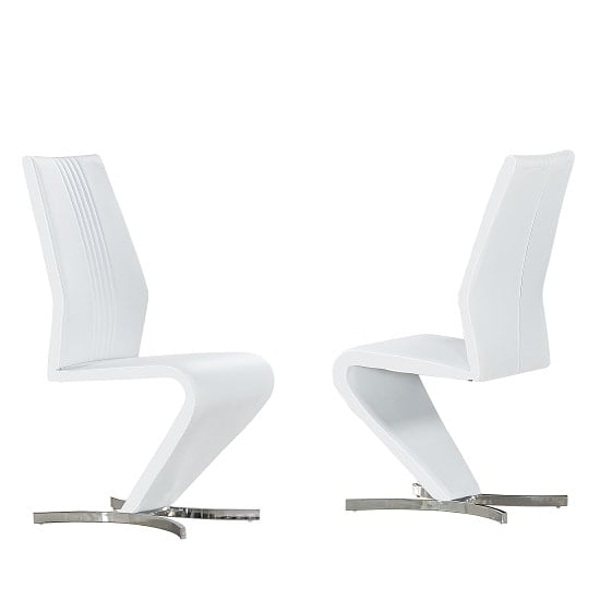 Read more about Gia dining chairs in white faux leather in a pair