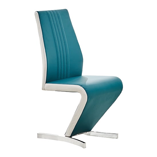 Gia Faux Leather Dining Chair In Teal And White_2