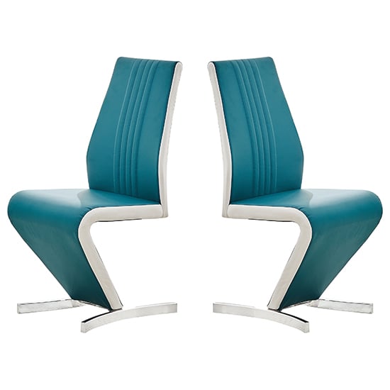 Gia Teal White Faux Leather Dining Chairs In Pair_2