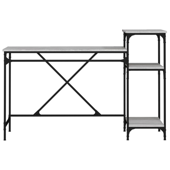 Gia Wooden Computer Desk Large With Shelves In Grey Sonoma Oak