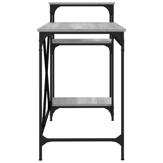 Gia Wooden Computer Desk Large With Shelves In Grey Sonoma Oak