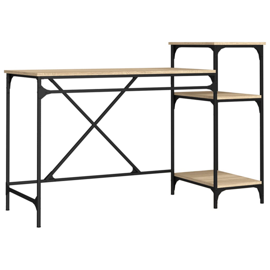 Gia Wooden Computer Desk Large With Shelves In Sonoma Oak