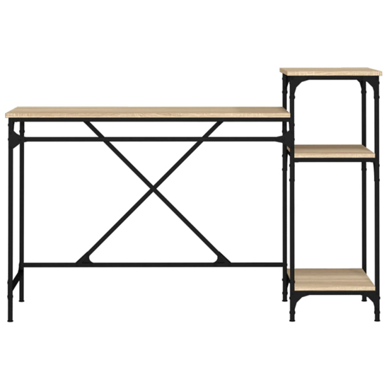 Gia Wooden Computer Desk Large With Shelves In Sonoma Oak