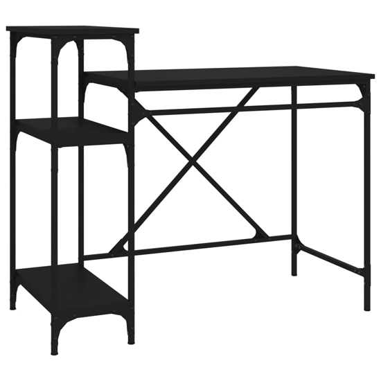 Gia Wooden Computer Desk Small With Shelves In Black