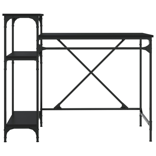 Gia Wooden Computer Desk Small With Shelves In Black