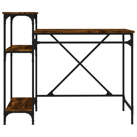 Gia Wooden Computer Desk Small With Shelves In Smoked Oak