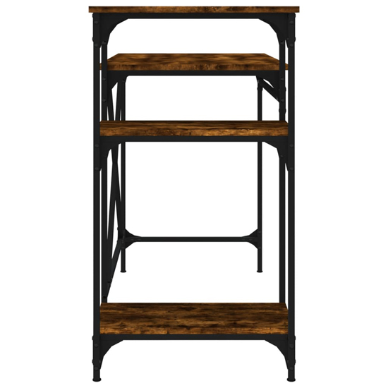 Gia Wooden Computer Desk Small With Shelves In Smoked Oak