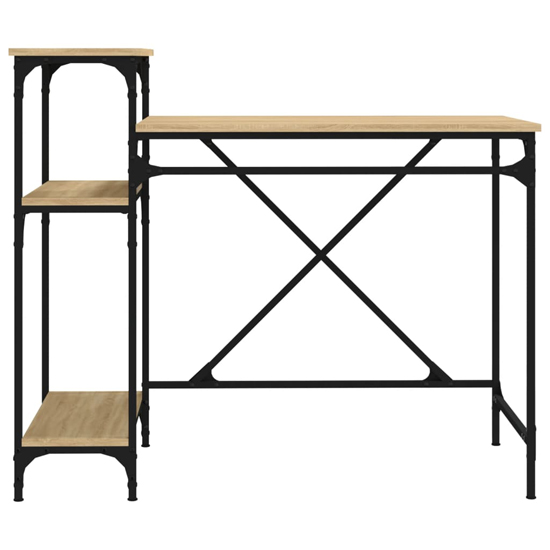Gia Wooden Computer Desk Small With Shelves In Sonoma Oak