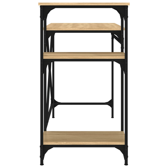 Gia Wooden Computer Desk Small With Shelves In Sonoma Oak