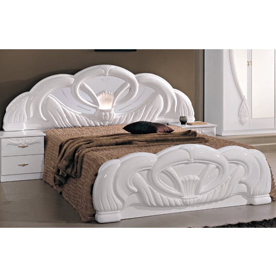 Giada High Gloss Super King Size Bed In White With Lights_1