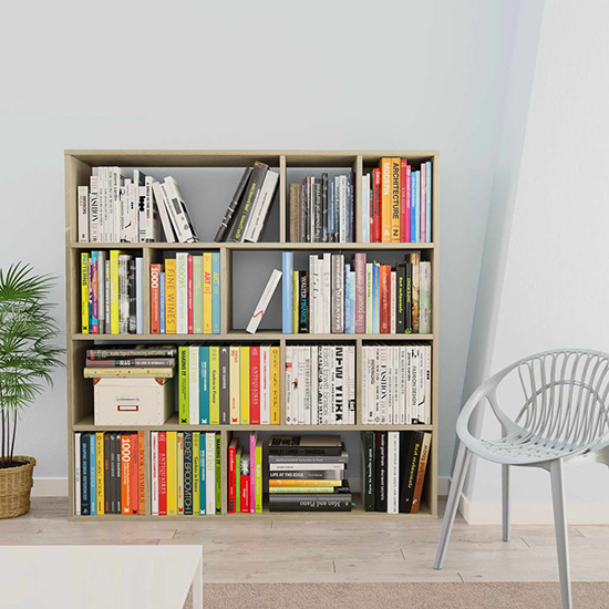 Giah Wooden Bookcase With 12 Shelves In Sonoma Oak_2