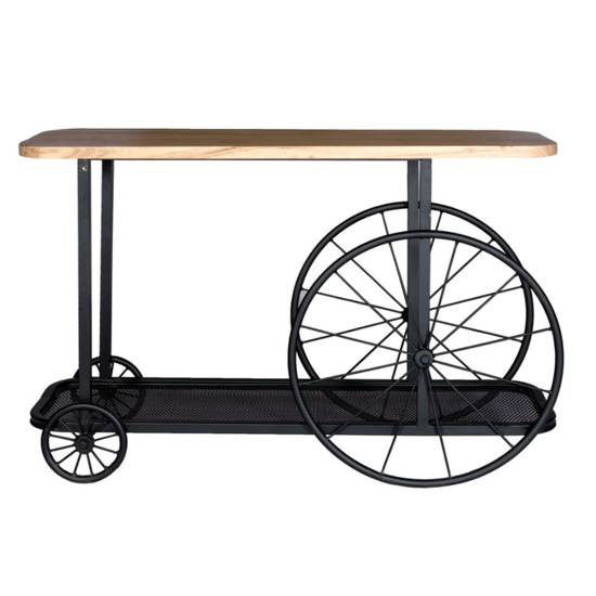 Gianfar Craft Wheel Wooden Console Table In Oak