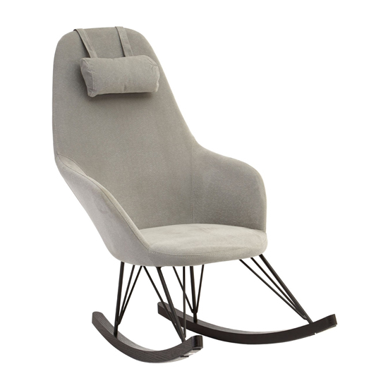 Giausar Faux Leather Rocking Chair In Dark Grey FiF