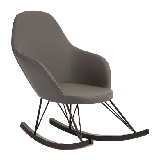 Giausar Faux Leather Rocking Chair In Dark Grey FiF