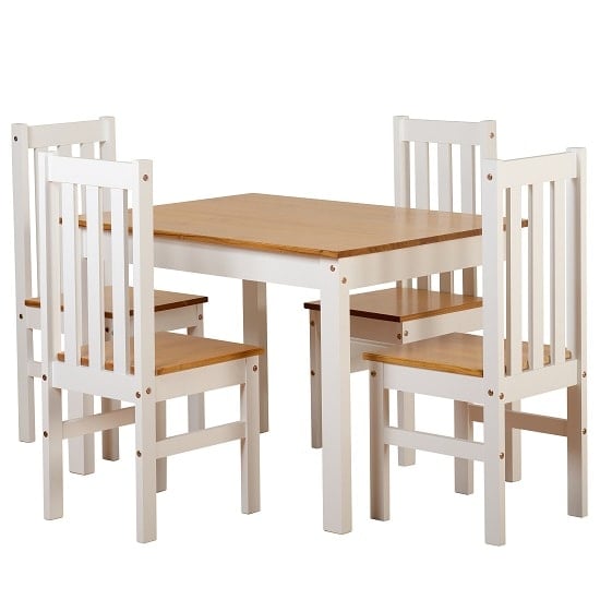Ladkro 4 Seater Wooden Dining Table Set In White And Oak_2