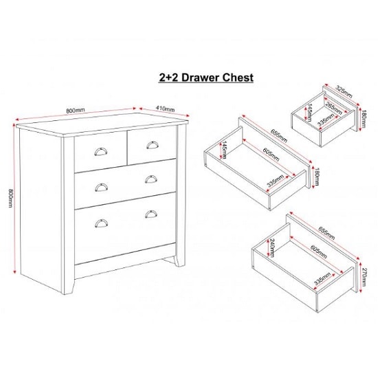 Ladkro Chest Of Drawers In White And Oak With 4 Drawers_3