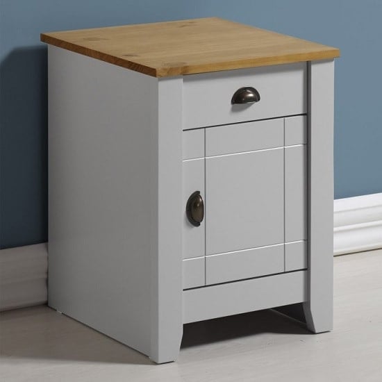 Ladkro Wooden Bedside Cabinet In Grey And Oak