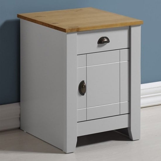 View Ladkro wooden bedside cabinet in grey and oak