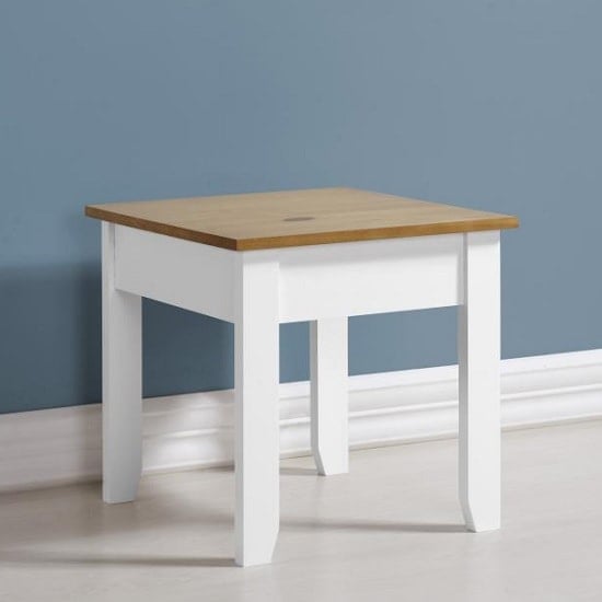 Product photograph of Ladkro Wooden Lamp Table Square In White And Oak from Furniture in Fashion