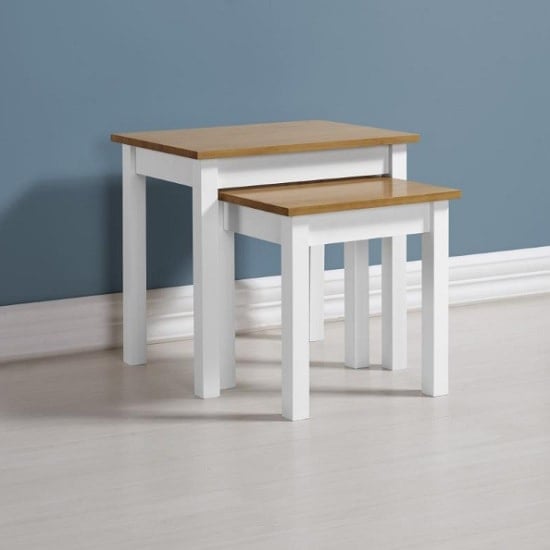 Photo of Ladkro wooden nest of tables in white and oak